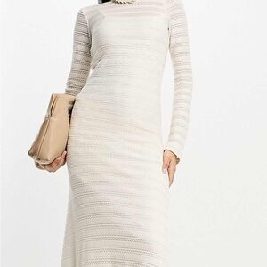ASOS Cream Backless Knit Maxi Dress